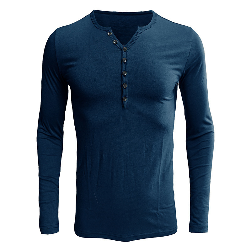 Spring and Autumn clothing mens T-shirt long sleeved mens base shirt mens Henry shirt