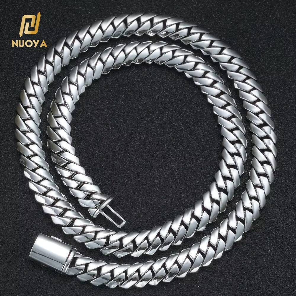 NUOYA 18K Gold Plated Cuban Chains Brass Necklace 12MM Custom Rapper Men Hip Hop Cuban Link Chain