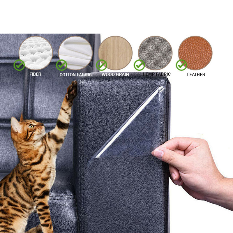 Cat Scratch Protection Tape for Sofas, Clear Self-Adhesive Cat Scratch Protector for Furniture,Anti Scratch Furniture Tape,genuine leather, fabric sof