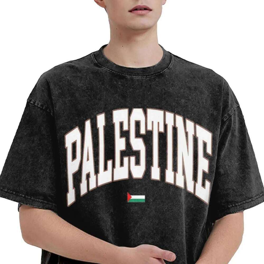 Palestines Flag T Hip Hop Washed Short Sleeve Haruku T-Shirt Fashion for Men Women Tops Streetwear Summer Tee Shirt