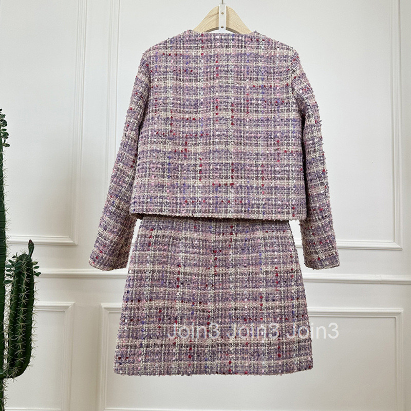 Autumn Winter French Style Elegant Short Skirt Set for Women Gentle Niche Round Neck Long Sleeve Jacket Top Half Skirt Set