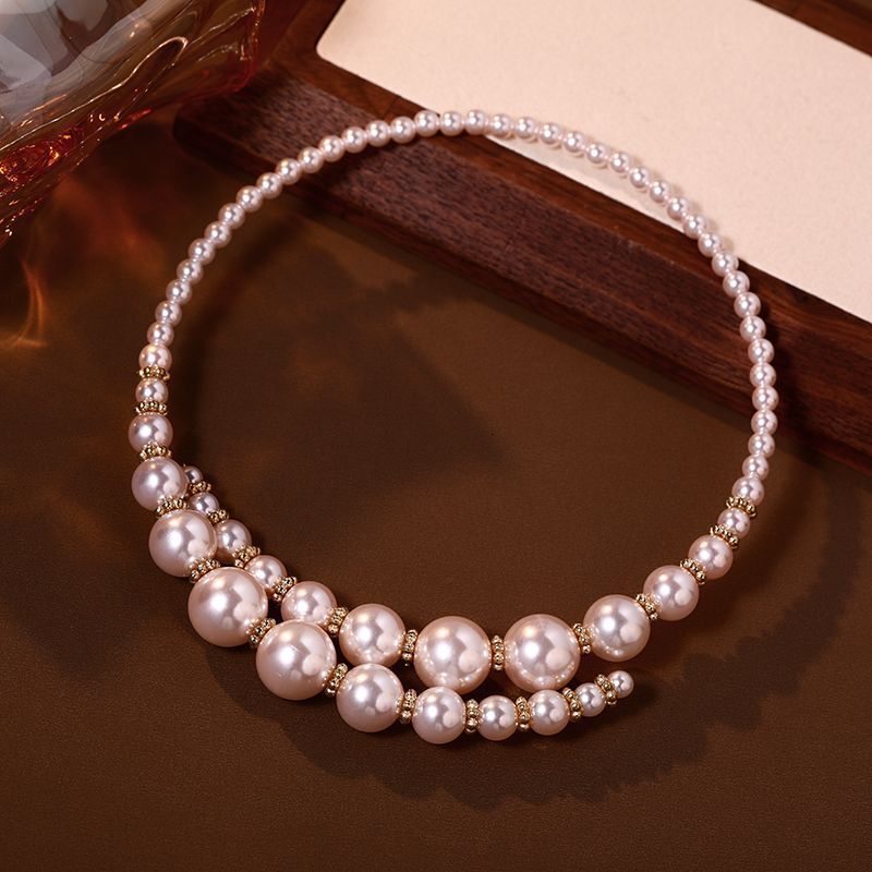 Irregular Cross Exaggerated Pearl Beaded Necklace for Women High-End Light Niche Collarbone Chain 2025 New Jewelry Jewelry for Women