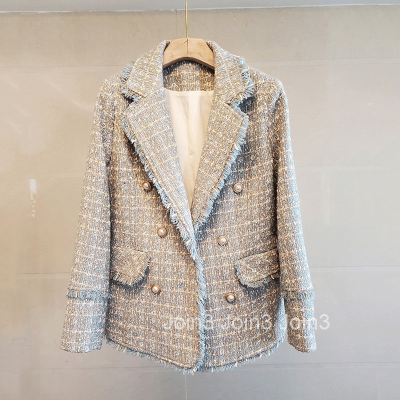 French small fragrance suit coat womens woolen fabric autumn and winter fashion temperament Korean chic design sense