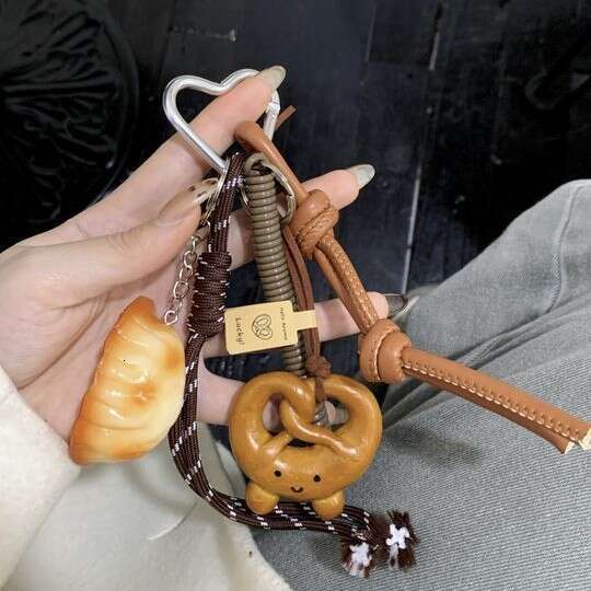 Miu Series Alkaline Water Bread Ins Bag Pendant Bagel Chocolate Climbing Rope Keychain Decoration Hanging Chain Trend