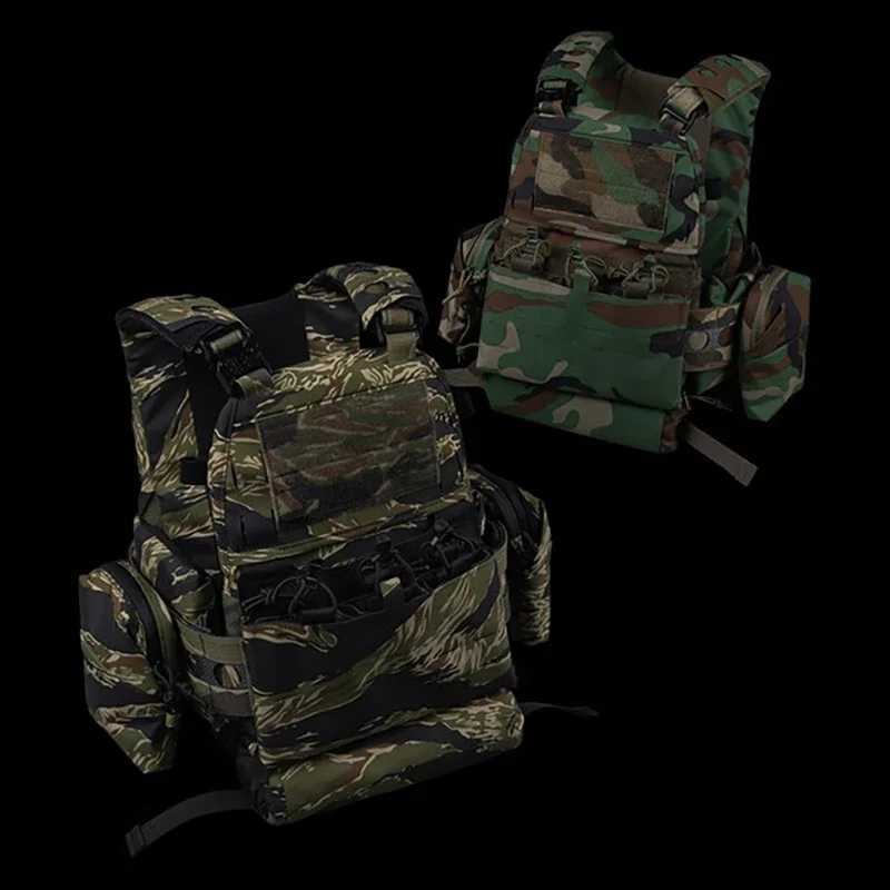 Tactical Plate Carrier Set Ferro V5 FCPC Hunting Vest Tiger Pattern Camouflage Body Armor Airsoft MOLLE Triple Magazine Pouch Z250728