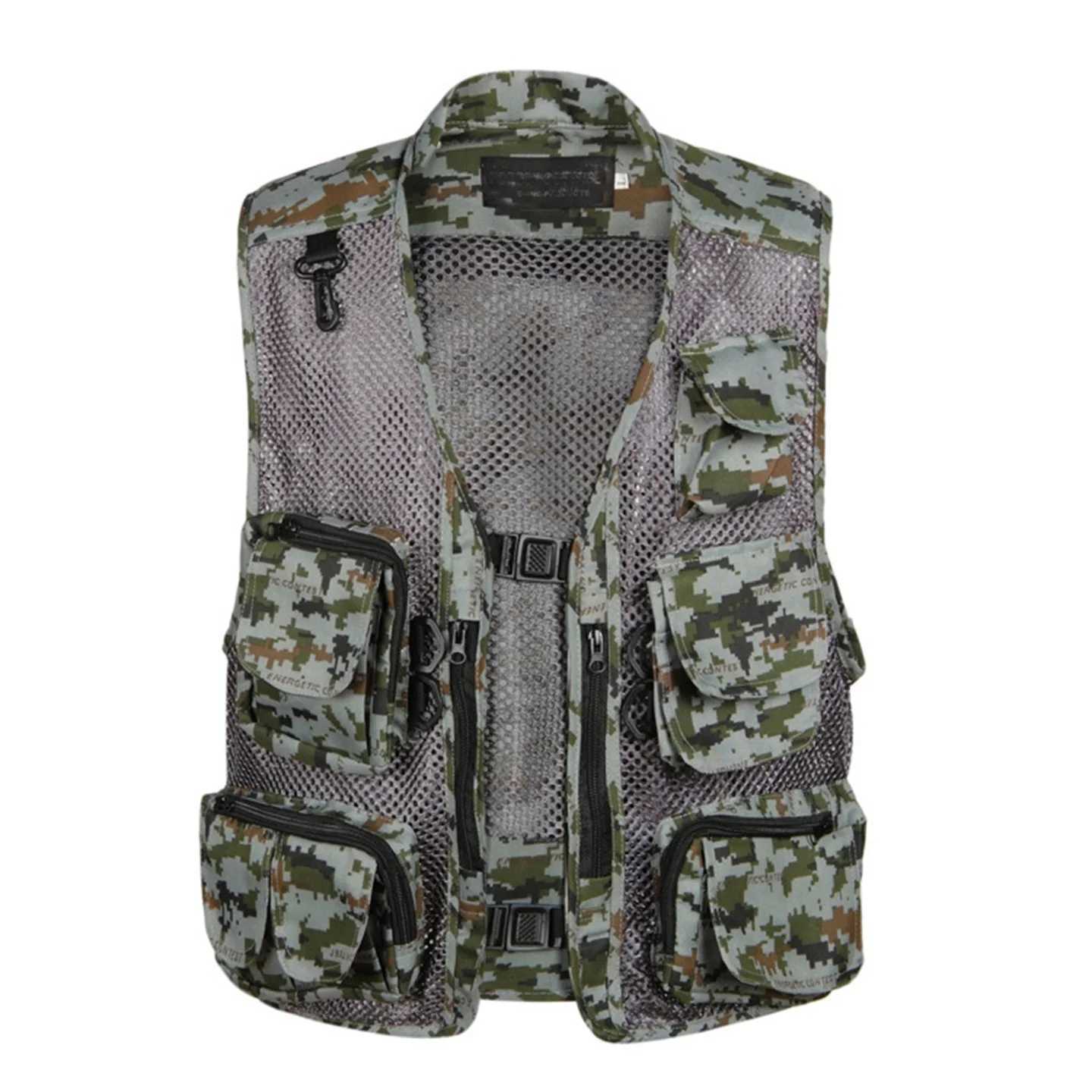 Summer Mens Camouflage Hunting Vest MultipLE POCkets Mesh BreathabLE SLEeveLEss Outdoor Fishing Waistcoat Daddys Gift Z250728