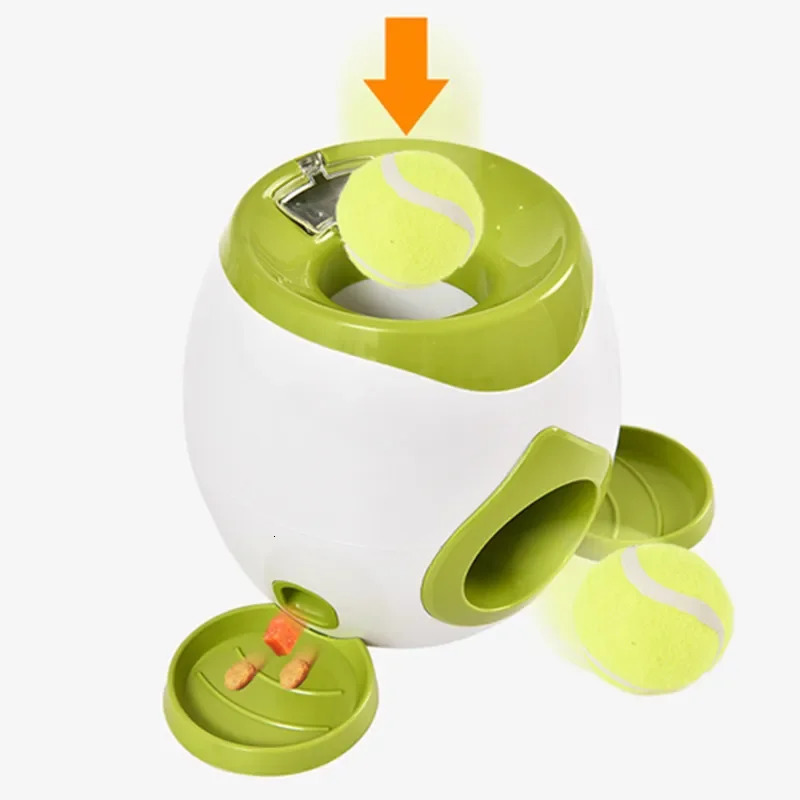 2 in 1 Dog Pet Interactive Toy Tennis Ball Launcher Automatic Throwing Training Reward Machine Fun Feeding Supplies 250729