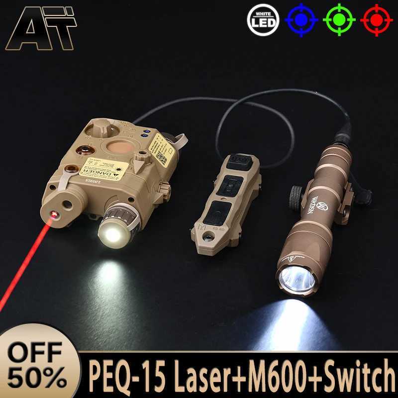 15 Red Green Blue Aiming Laser LED White Light Hunting Metal Flashlight With Dual Function Pressure Switch Set Fits 20MM Rail XJ250728