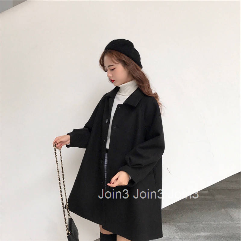 Autumn Winter New Style Lapel Single-Breasted Lantern Sleeve Wool Coat for Women Plus Size Korean Version Loose Woolen Coat for Women