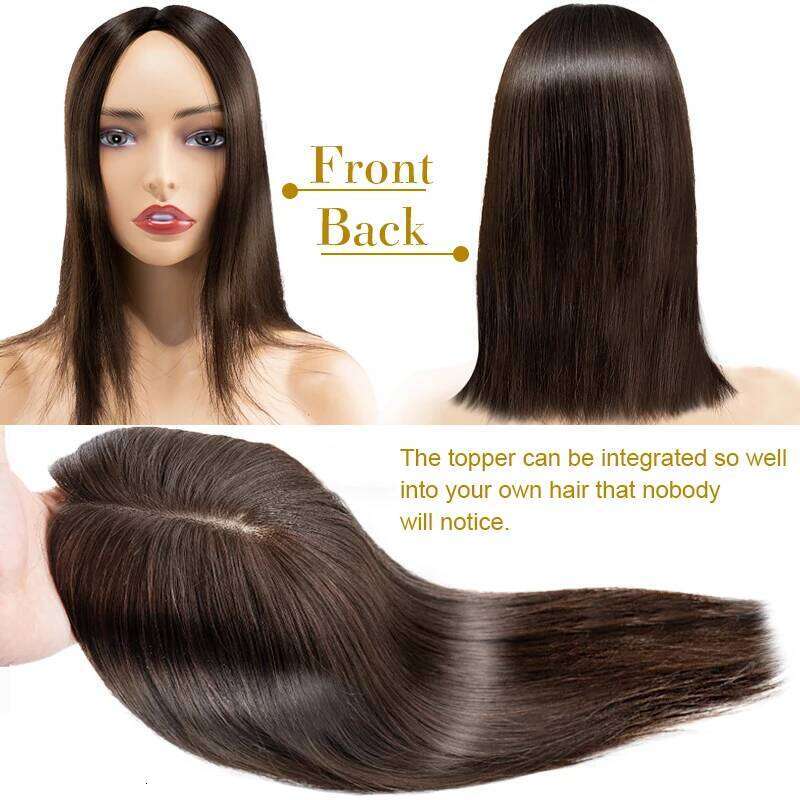 5*8 inch Best Virgin Human for Women European Toupee 3 Clips In Hair Topper Fine Hairpiece Natural Scalp Base