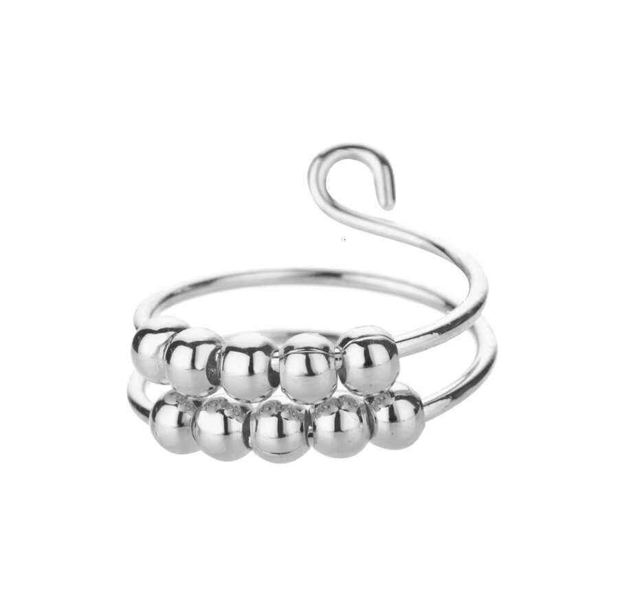 Stainless Steel Gold Multi-layer Adjustable Open Decompression Bead Anxiety Ring