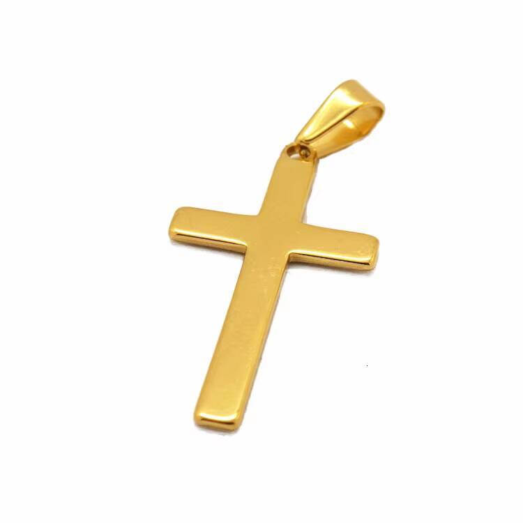 Wholesale Fashion Jewelry Silver Black Gold Plated Stainless Steel Chain Dainty Religious Cross Pendant Necklace for Women Men