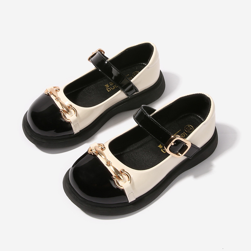 Girls' Leather Little Girls Flat Loafers Fashion Patchwork Color Single Soft Sole Children's Student British Style Shoes ddmyshoesvip