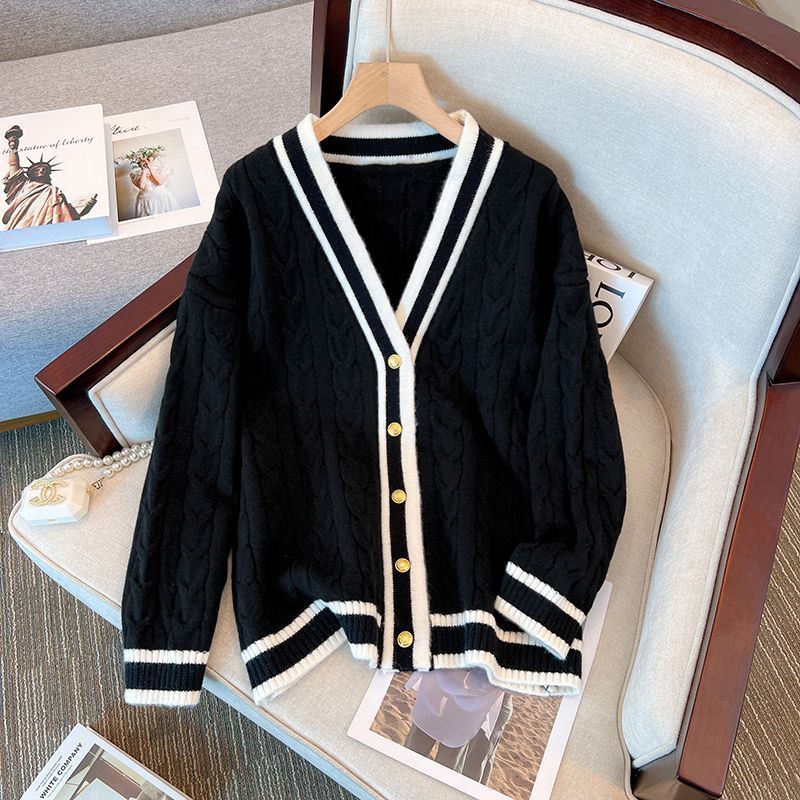 Women Cardigan Sweater for Men and Women Korean Version Designer Knitwear Hong Kong Retro High-Grade Long Sleeve Couple Sweater Coat S-3XL