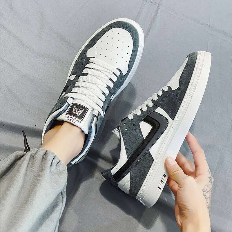 2024 Spring/Summer New Men's Fashion Casual Board Lace Up Color Blocking Korean Versatile Trendy Shoes Flat Bottom