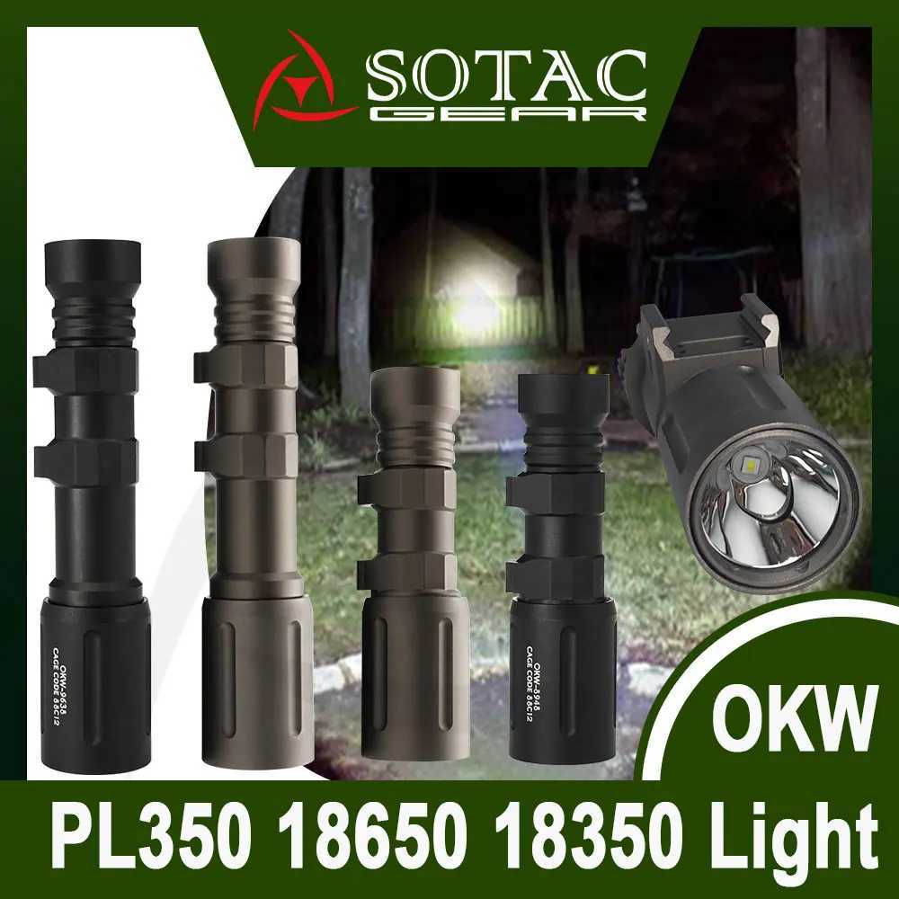 Weapon Okw Flashlight Metal Spotlight Oke Pl350 18650 18350 Flashlights Tactical High Power Led Light With Full Marking R250728