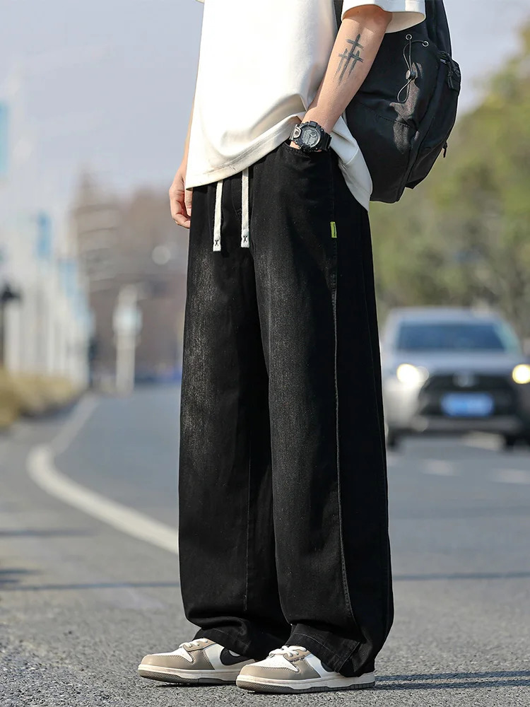 Mens Summer Baggy Jeans Big Size 8XL 7XL 6XL Lightweight Cotton Wide Leg Straight Denim Pants Loose Fit Blue Trousers 250729