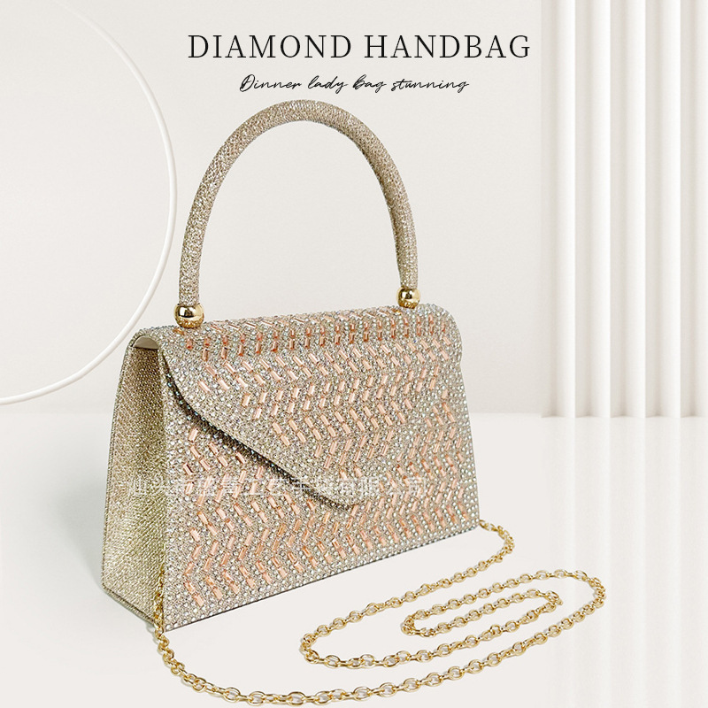 DHAL Rhinestone New Evening Large Capacity Handheld Women's Wedding Bridesmaid KTV Princess Dress Bag