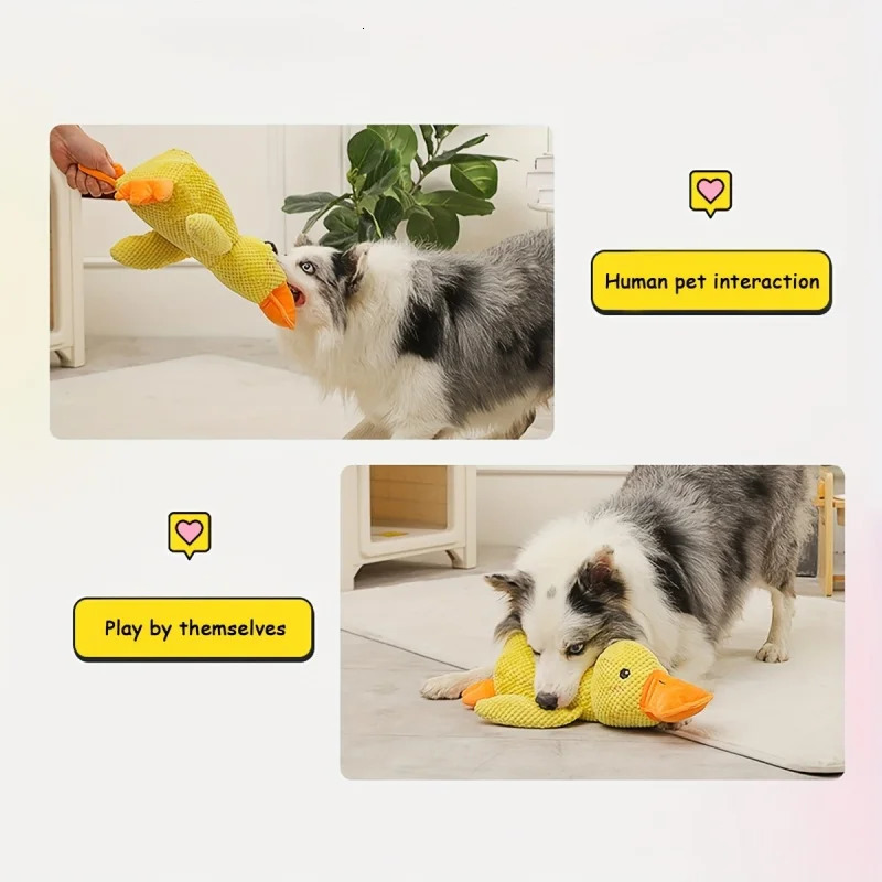 1pc Large DuckShaped Squeaky Plush Toy for Dogs Teeth Cleaning Durable ChewToy Interactive Fun Engaging Playtime 250729