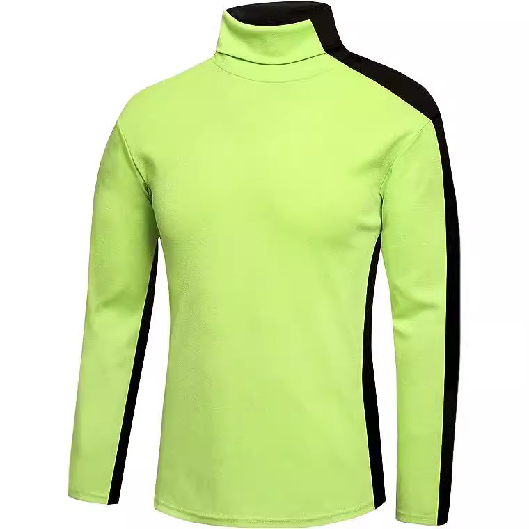Men Fashion T Shirt Tees Slim Tops Male Stretch Tshirt Turtleneck Long Sleeve Tee Shirts High Collar Mens Cotton Tees 201116