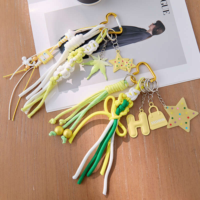 Miu Blogger Same Style Niche Personality Car Keychain Ins Couple Woven Strap Bag Pendant