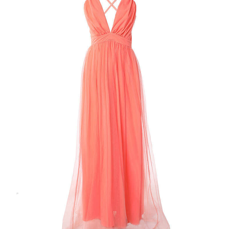 2025 European and American Women's Cross-Border Hot-Selling Fashion Casual Strapless Driving Spaghetti Strap Sheer Dress