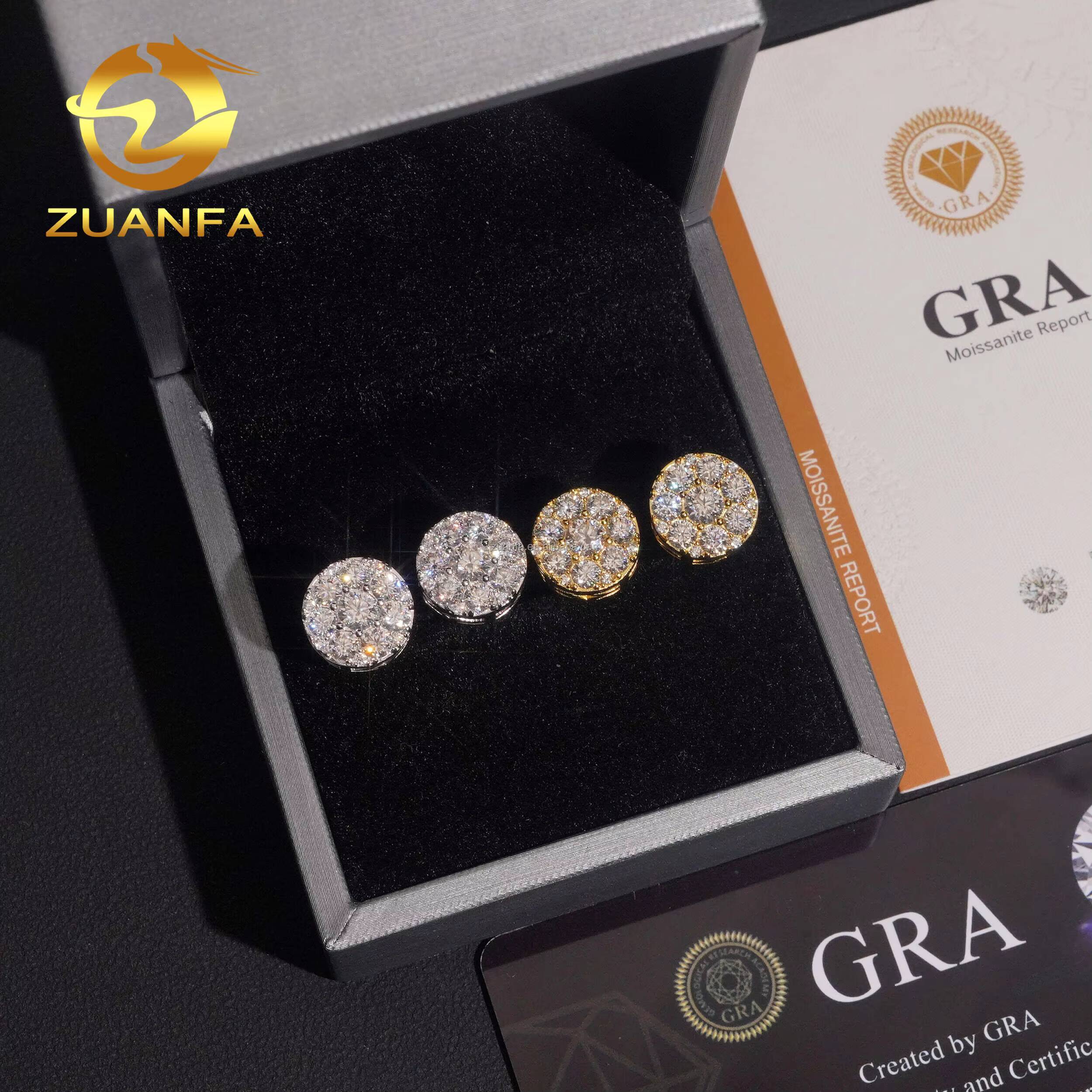 2025 Hot Selling Rhodium Plated Bulk Stock in America Warehouse Rapper Jewelry Hip Hop S925 Screw Back Moissanite Stud Earrings