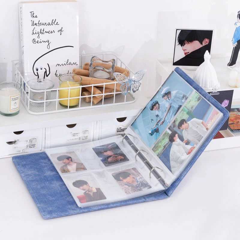 5 3 Ring PU Leather Binder Kpop Photo Album Refill Pocket 1/2/4/6 3 Inch Photocard Sleeves PVC Free Postcard Collect Book Retro Z250729