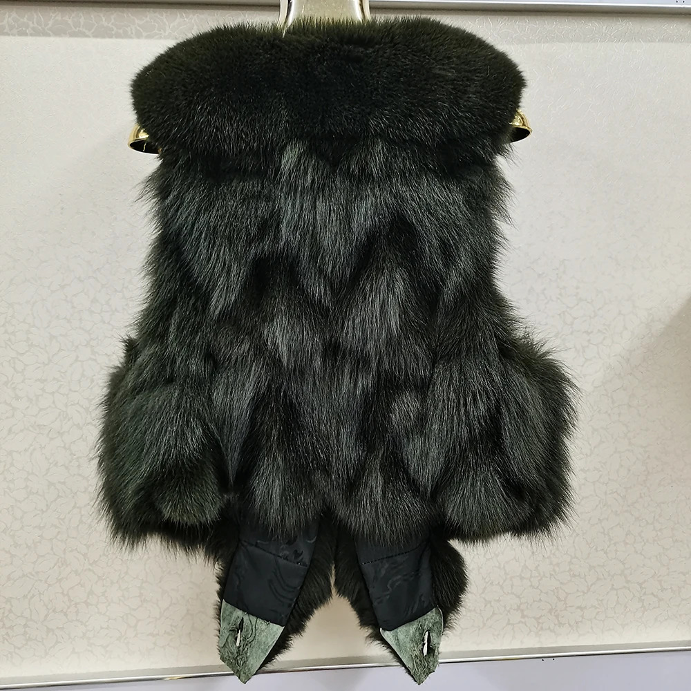 Women 100% Genuine Fox Fur Vest Natural Soft Fox Fur Sleeveless Jacket Lady Quality Warm Fox Fur Vest 250723
