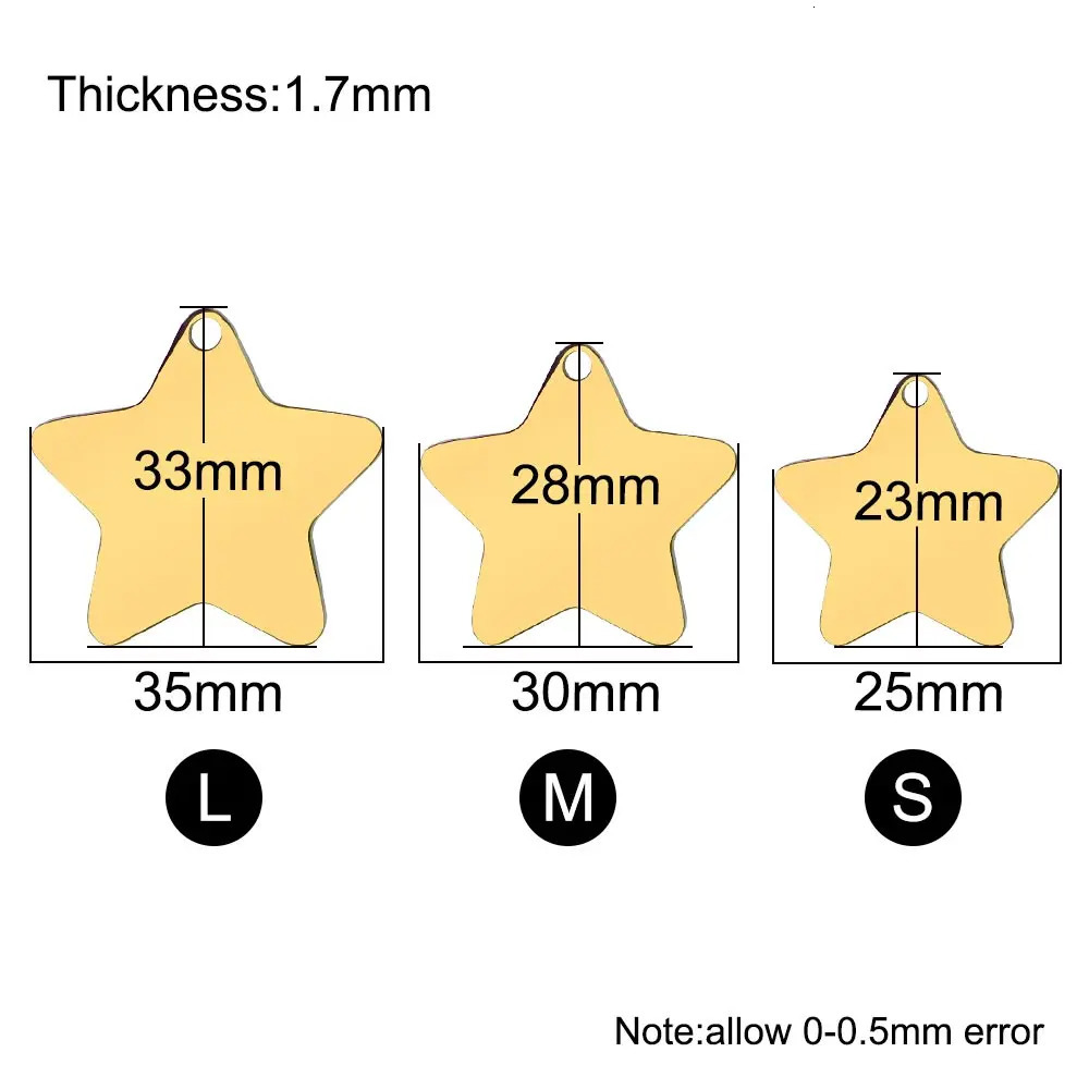 Wholesale 20Pcs Stainless Steel Star ID Tag Personalized Dog ID Tags For Man Customized Laser Cat Puppy Blank Pet ID Tags 250729