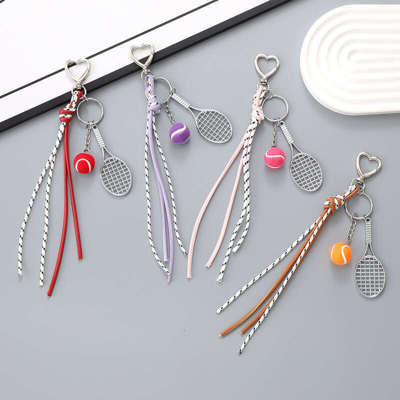 New Miu Series Bag Tennis Leather Rope Keychain Pendant DIY Phone Charm Accessories Ornaments