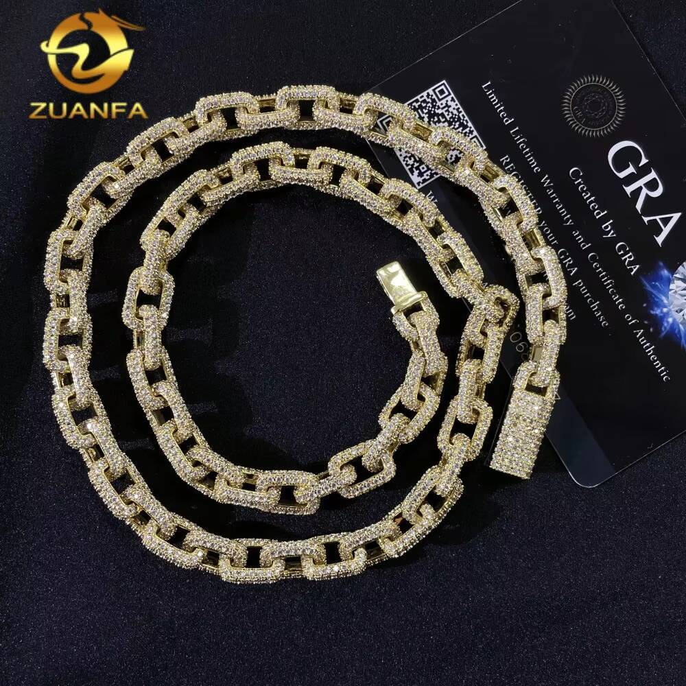 Fine Jewelry Pass Diamond Tester Hip Hop Iced Out 8mm VVS Moissanite Diamond Franco Infinity Link Chain Necklace