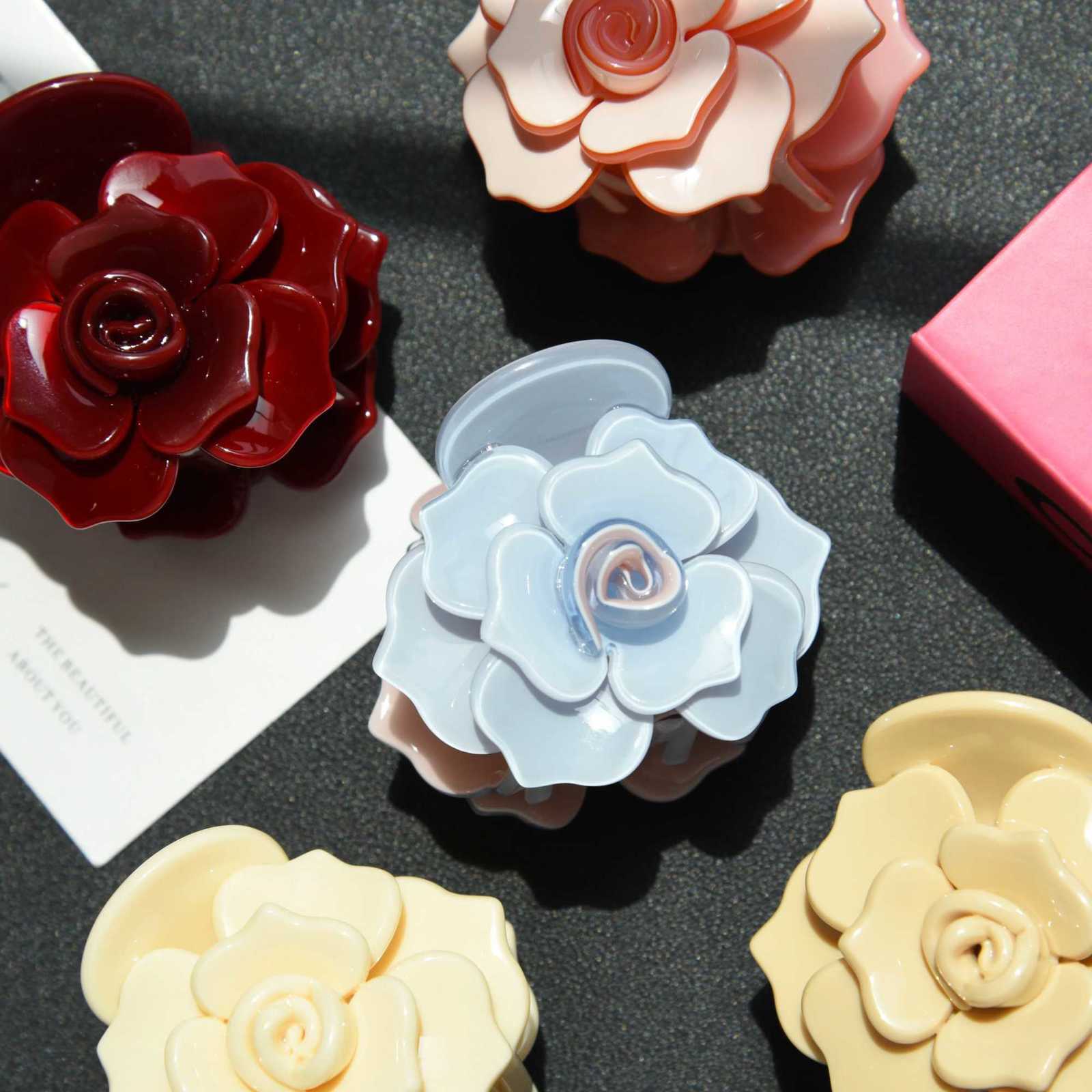 DuoShang NEW Sweet Camellia Rose Hair Claw Acetate Claw Clips Flower Series Crab Hair Clips for Women Girls Hair Accessories Z250729