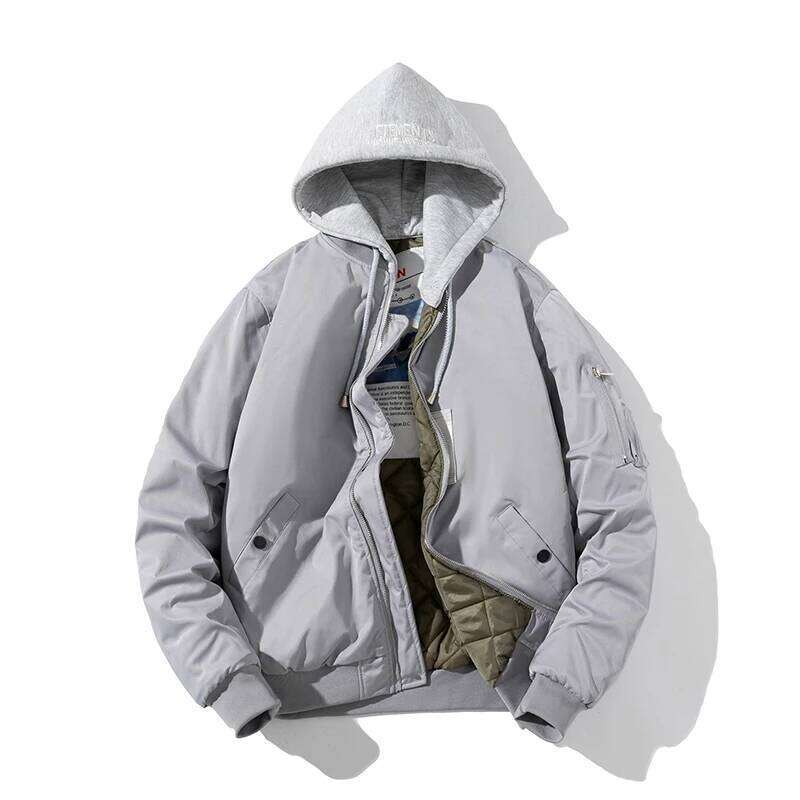 Designer Clothing 2025 Men Bomber Women Solid Autumn Winter Pilot Jacket Fashion Vintage Hooded Baseball Coat Casual Windbreak Red Pink Bury