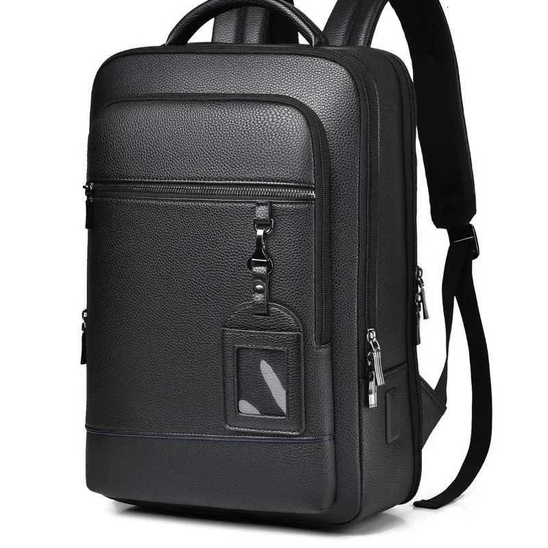 Executive Backpack Men PU Leather Satchel USB Charging Briefcase Office Travel Laptop Office Business Shoulder Back Pack Male S250728