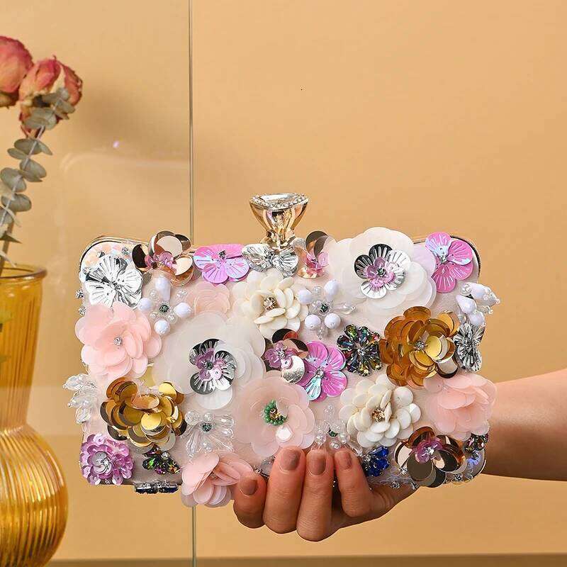 Flower Shape Ladies Evening Dia Handbags Women Banquet Dinner Clutch Chain Small Square Bag