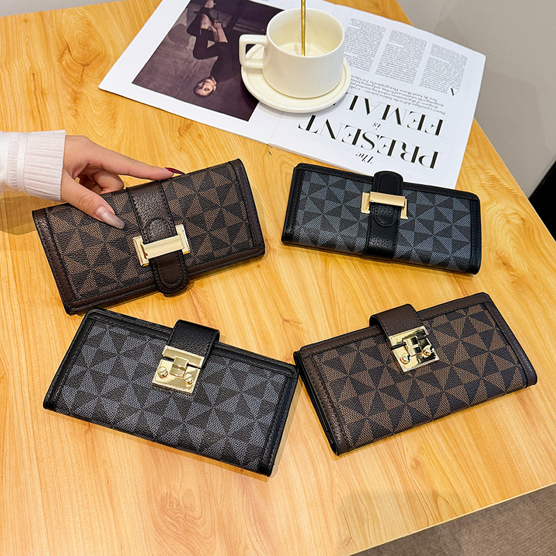 Ladies long purse print classic multi - card card bag ID card holder bag retro wallet 2025s hot