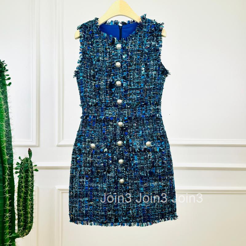 Autumn Winter New French Style Elegant High J-Sense Tweed Woven Base Sleeveless Vest Dress Short Skirt