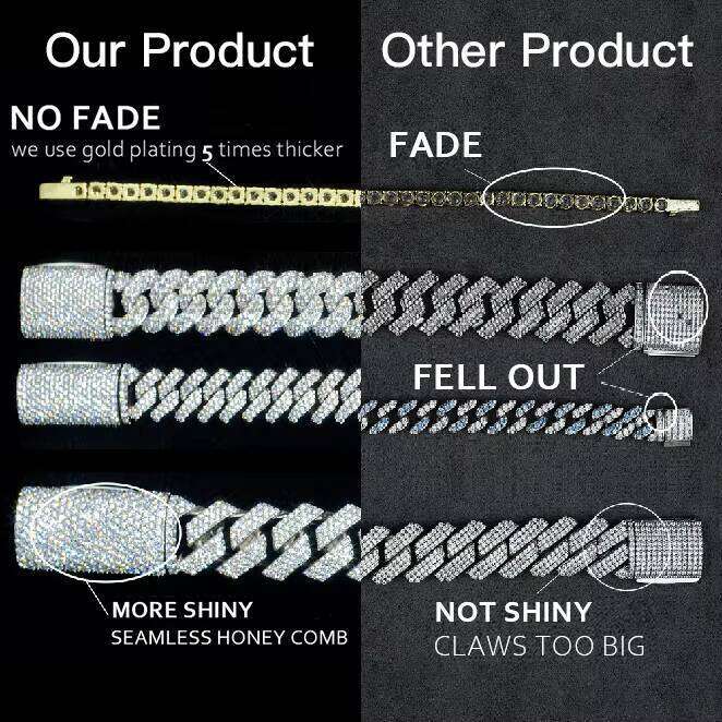 Vvs Iced Out Moissanite Blue Flower Baguette Cuban Chain Hip-Hop Bracelet Gold and Sier Premium Jewelry for Men