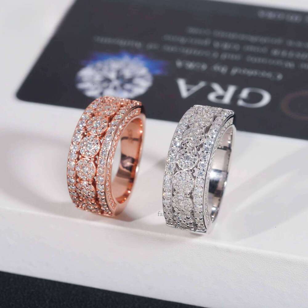 GRA Certificate Sterling Sier Gold Plated Jewelry New Style VVS Dia Moissanite Hip Hop Ring