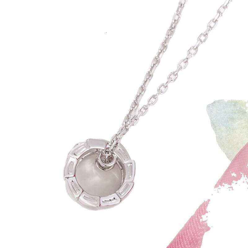 V Circle Head and Tail Smooth Snake Bone Necklace for Women, Rose Gold Plated, Fully Inlaid with Dias, Snake-Shaped Double Ring Pendant Trendy