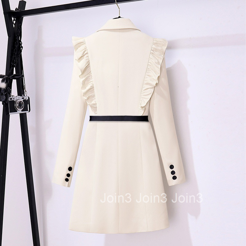 Ruffle edge long sleeved suit skirt with new autumn design and matching belt dress