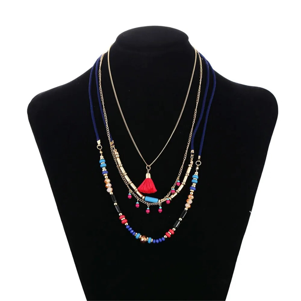 Bohemian Multilayer Handmade Colorful Beads Chain Pendant Necklaces For Women Girls Accessories Fashion Wedding Jewelry Gifts 250729