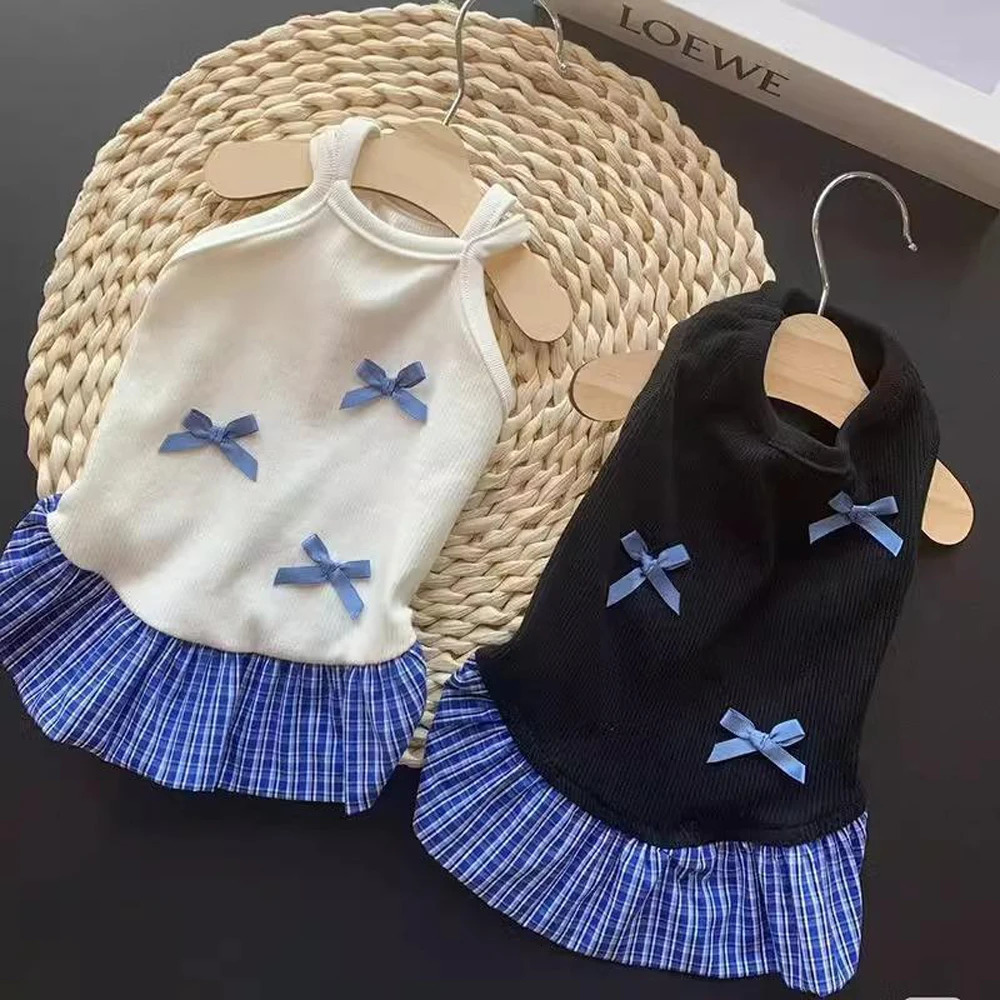 Puppy Clothes Summer Thin Bow Strappy Small Dog Princess Skirt Cute Cat Dress for Medium Dogs Chihuahua Clothing 250729