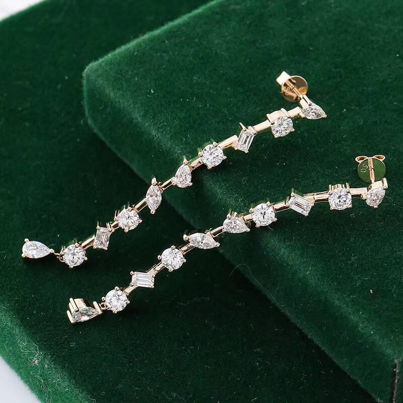 The Latest Design Cultivates Diamond K-gold Womens Earrings Handmade Tassel Pendants for Weddings and High-end Jewelry