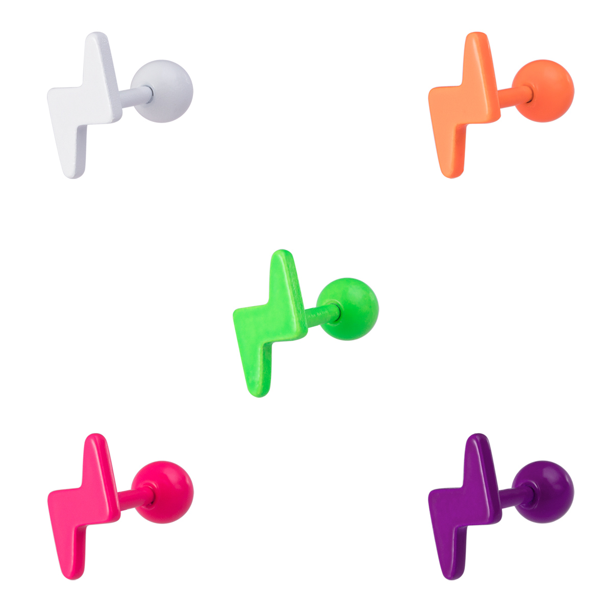 Baking paint stainless steel lightning stud earrings body piercing earrings jewelry wholesale