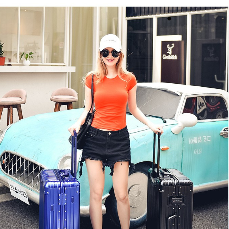 Durable All-Aluminum 20 Inch Carry-On Luggage w/ Strong Lockable Lid & Smooth Rolling Tires