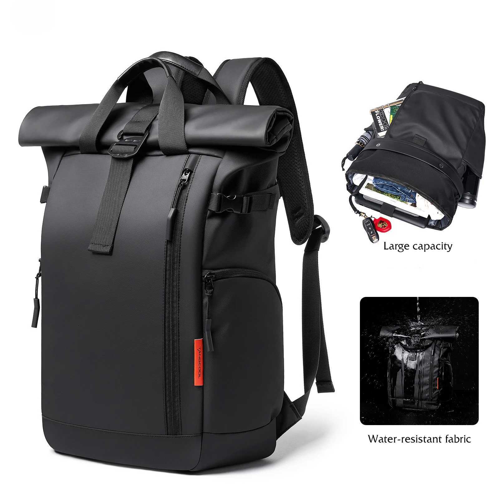 Mens 15.6 Inch Laptop Backpack Rolltop Rucksack Large Capacity Travel Hiking Waterproof College School Bag Casual Daypack S250728