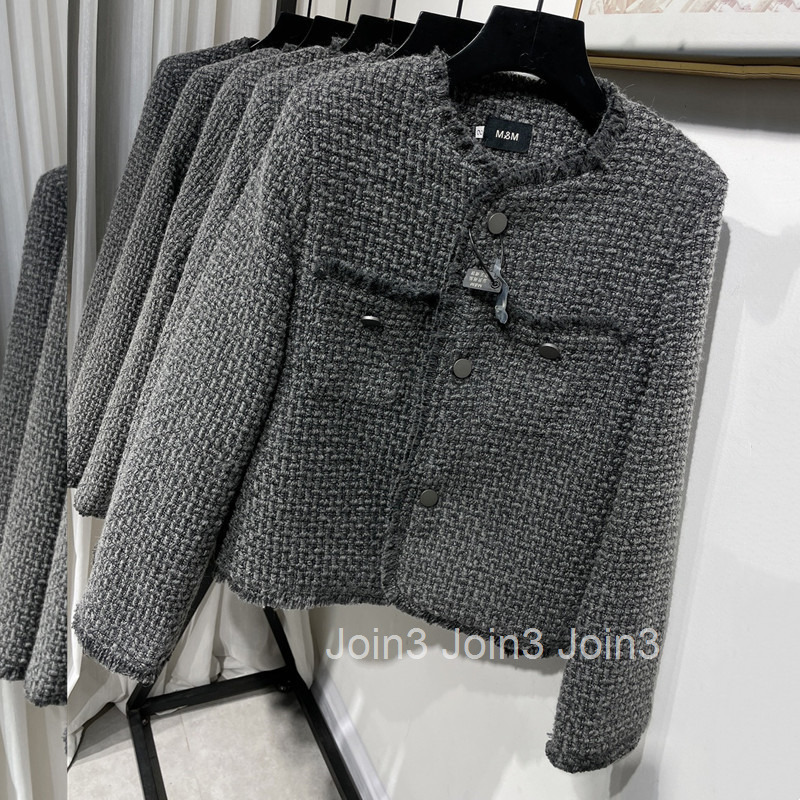 Korean Fashionable Elegant Woven Tweed Short Coat for Women with Cotton Lining Internet Celebrity Autumn Winter New Style