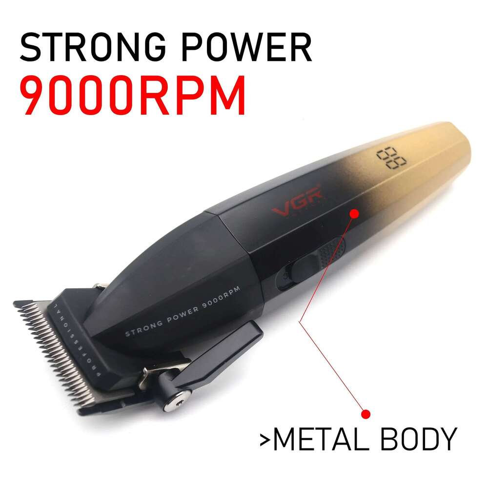 Professional Hair Clipper VGR V-003 9000 RPM Ceramic Blade Full Metal Wireless Electric USB Interface Men's Barber hine